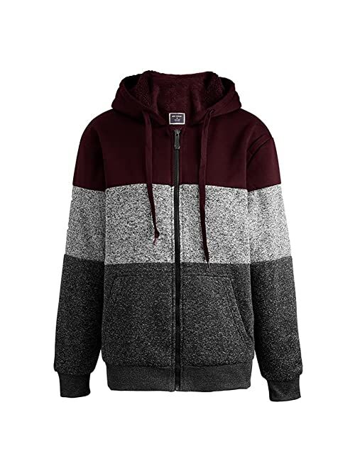 Gary Com Heavyweight Sherpa Hoodies for Men, Thick Fleece Lined Full Zip Up Winter Warm Sweatshirts Work Jackets