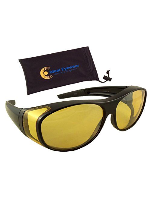 Ideal Eyewear Night Driving Wear Over Glasses Yellow Lens Fit Over Glasses