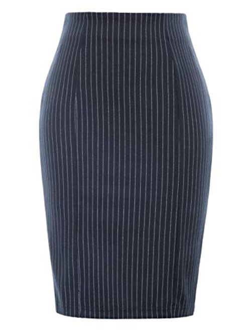 Kate Kasin Womens Knee Length Elastic Waist Stretchy Bodycon Business Pencil Skirt