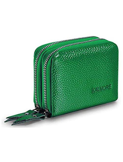 KALMORE Women's Leather RFID Secured Spacious Cute Zipper Card Wallet Small Purse