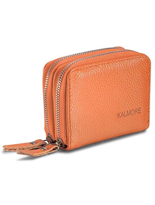 KALMORE Women's Leather RFID Secured Spacious Cute Zipper Card Wallet Small Purse