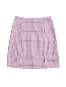 Women's Basic High Waist Bodycon Mini Plaid Uniform Skirt