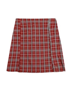 Women's Basic High Waist Bodycon Mini Plaid Uniform Skirt