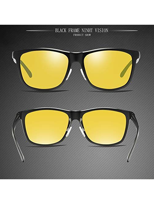 Bircen HD Night Vision Driving Anti-Glare Glasses for Men Women Al-Mg Metal Frame Rainy SafePolarized Fashion Sun glasses