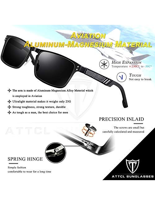 ATTCL Polarized UV Protection Fishing golf Driving Sunglasses for Men Al-Mg Metal Frame Ultra Light