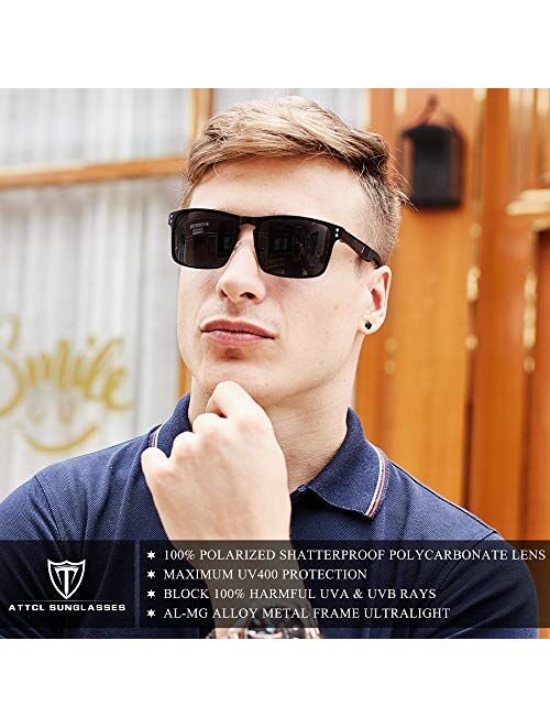 ATTCL Polarized UV Protection Fishing golf Driving Sunglasses for Men Al-Mg Metal Frame Ultra Light