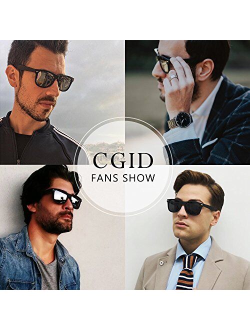 CGID Classic Eyewear 80's Retro Large Horn Rimmed Style UV400 Polarized Sunglasses