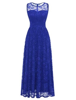 Wedtrend Women's Floral Lace Long Bridesmaid Dress Party Gown