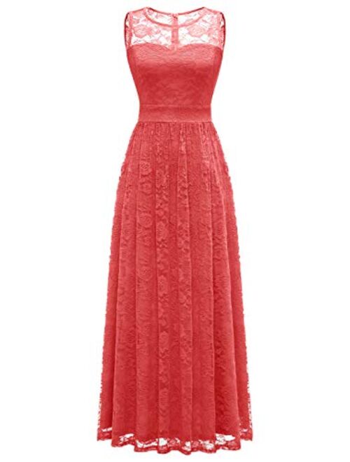 Wedtrend Women's Floral Lace Long Bridesmaid Dress Party Gown