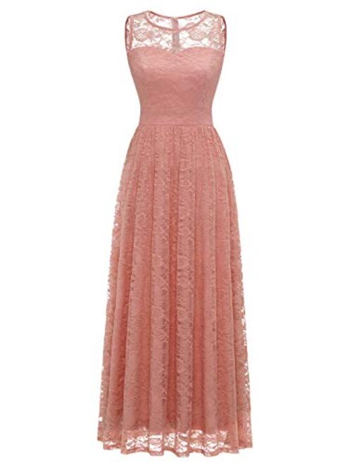 Wedtrend Women's Floral Lace Long Bridesmaid Dress Party Gown