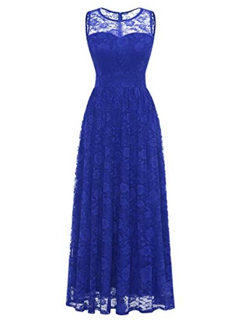 Wedtrend Women's Floral Lace Long Bridesmaid Dress Party Gown