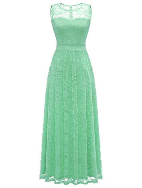 Wedtrend Women's Floral Lace Long Bridesmaid Dress Party Gown