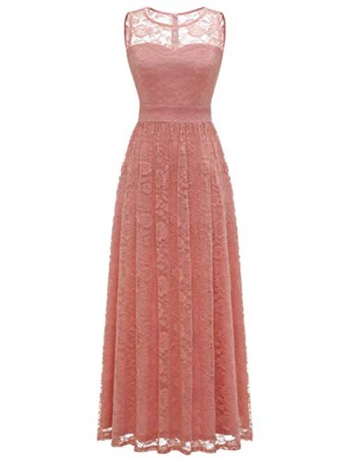 Wedtrend Women's Floral Lace Long Bridesmaid Dress Party Gown