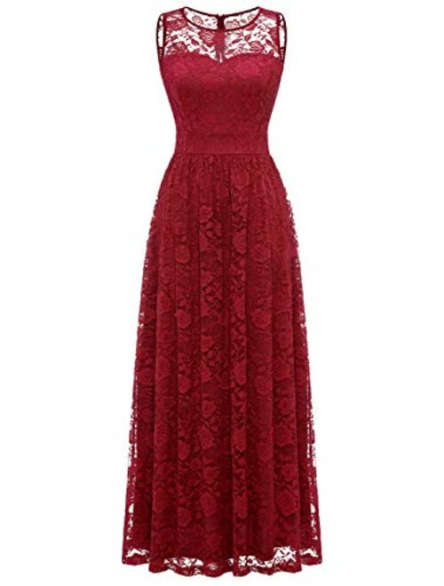 Wedtrend Women's Floral Lace Long Bridesmaid Dress Party Gown