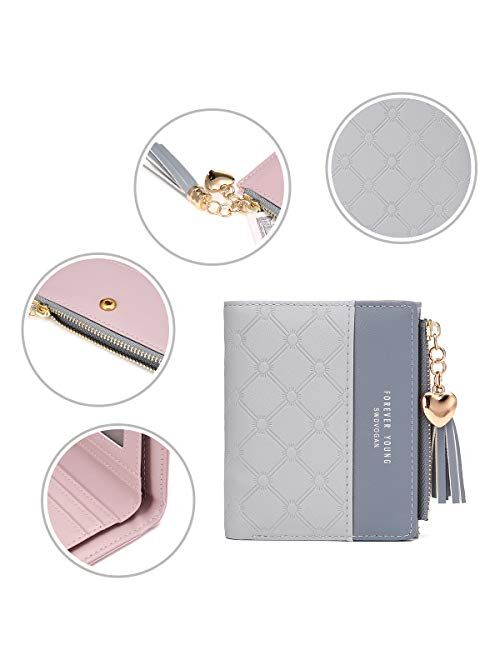 Women's Wallet, JOSEKO Tassel PU Leather Multi-Slots Small Wallet Slim Card Holder Purse for Women