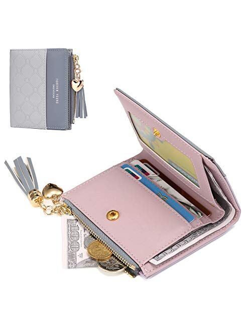 Women's Wallet, JOSEKO Tassel PU Leather Multi-Slots Small Wallet Slim Card Holder Purse for Women