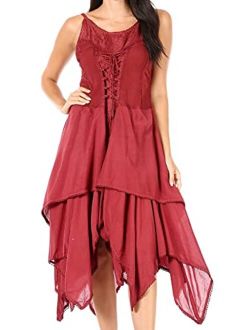 Sakkas Lady Mary Jacquard Corset Style Bodice Lightweight Handkerchief Hem Dress