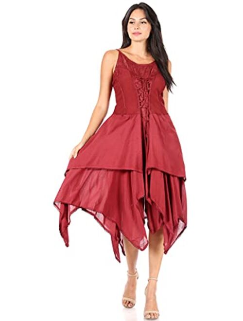 Sakkas Lady Mary Jacquard Corset Style Bodice Lightweight Handkerchief Hem Dress