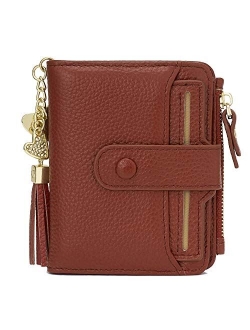 Women's RFID Mini Soft Leather Bifold Wallet With ID Window Card Sleeve Coin Purse