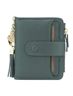 Women's RFID Mini Soft Leather Bifold Wallet With ID Window Card Sleeve Coin Purse