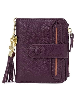 Women's RFID Mini Soft Leather Bifold Wallet With ID Window Card Sleeve Coin Purse