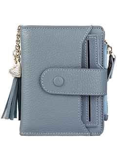 Women's RFID Mini Soft Leather Bifold Wallet With ID Window Card Sleeve Coin Purse