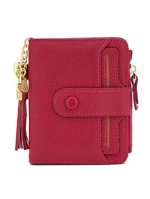 Women's RFID Mini Soft Leather Bifold Wallet With ID Window Card Sleeve Coin Purse