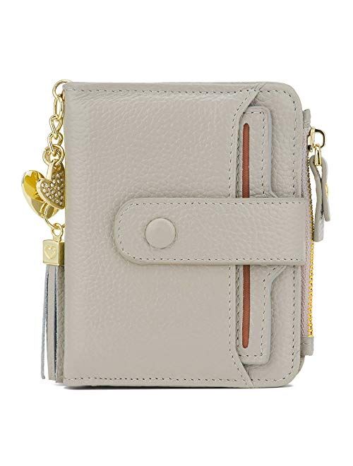 Women's RFID Mini Soft Leather Bifold Wallet With ID Window Card Sleeve Coin Purse