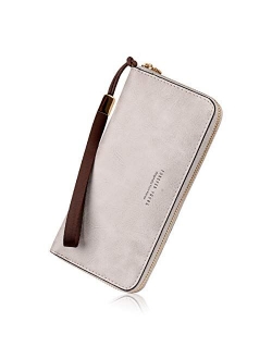 PGXT Women's Long Leather Card Holder Purse Zipper Buckle Elegant Clutch Wallet