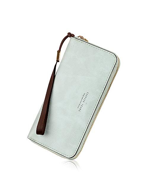 PGXT Women's Long Leather Card Holder Purse Zipper Buckle Elegant Clutch Wallet