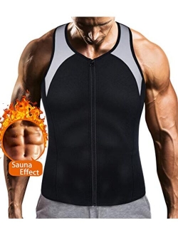 Mens Sauna Waist Trainer Corset Vest with Zipper for Weight Loss Hot Sweat Neoprene Body Shaper Gym Workout Tank Top