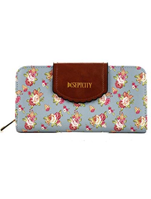 SeptCity Womens Long Cute Floral Wallet Clutch,Gift for Her