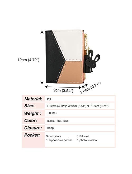 Women's Wallet, JOSEKO Small Wallet PU Multi Slots Short Card Holder Purse Wallet for Ladies Girls with Tassel Pendants