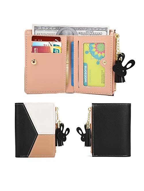 Women's Wallet, JOSEKO Small Wallet PU Multi Slots Short Card Holder Purse Wallet for Ladies Girls with Tassel Pendants