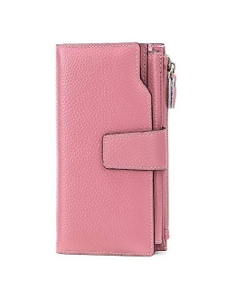 SENDEFN Women Leather Wallets RFID Blocking Clutch Card Holder Ladies Purse with Zipper Pocket