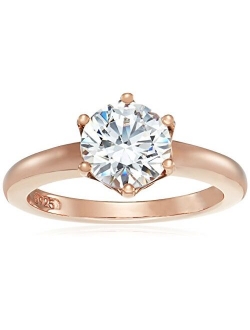 Platinum or Gold Plated Sterling Silver Round cut Solitaire ring made with Swarovski Zirconia