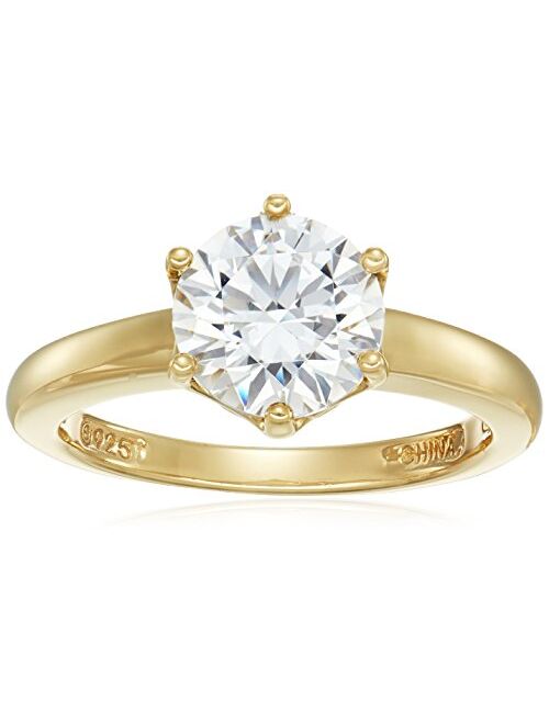 Platinum or Gold Plated Sterling Silver Round cut Solitaire ring made with Swarovski Zirconia