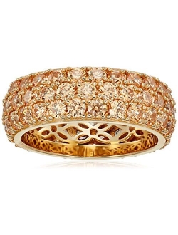 Platinum or Gold Plated 3-Row Round-Cut Pave Band Ring set with Swarovski Zirconia