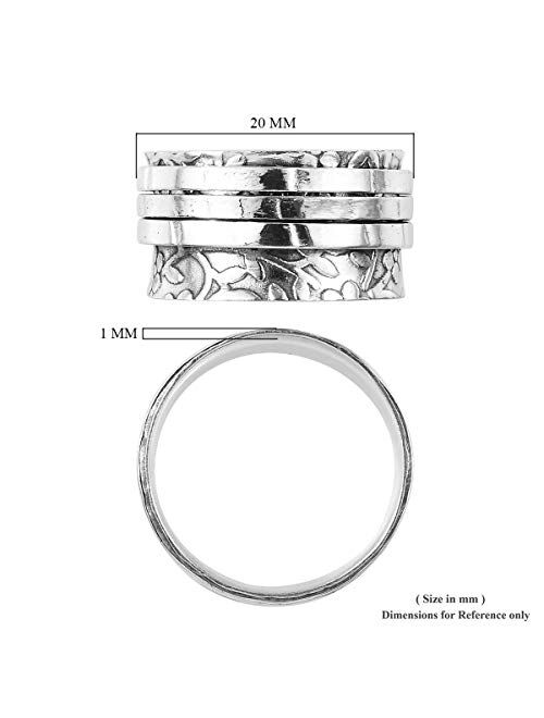 Stress Relieving Meditation Oxidized Spinner Ring 925 Sterling Silver Boho Handmade Fashion Jewelry for Women