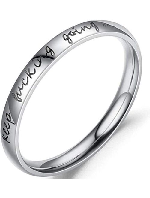 Jude Jewelers Stainless Steel Stackable Keep Fucking Going Inspirational Graduation Engraved Ring