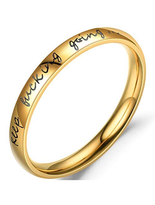 Jude Jewelers Stainless Steel Stackable Keep Fucking Going Inspirational Graduation Engraved Ring