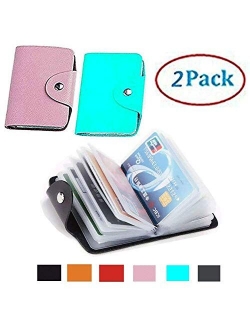 Unisex Small Leather Credit Card Holder Transparent Plastic Protector Sleeve- 2 Pack