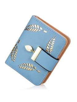 Women's Short Leather Card Holder Purse Zipper Buckle Elegant Clutch Wallet