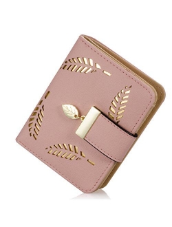 Women's Short Leather Card Holder Purse Zipper Buckle Elegant Clutch Wallet