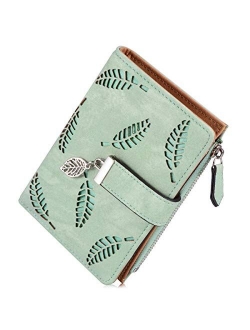 Women's Short Leather Card Holder Purse Zipper Buckle Elegant Clutch Wallet