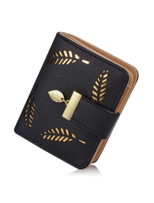 Women's Short Leather Card Holder Purse Zipper Buckle Elegant Clutch Wallet