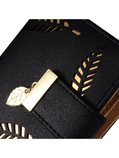 Women's Short Leather Card Holder Purse Zipper Buckle Elegant Clutch Wallet