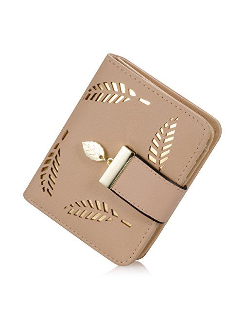 Women's Short Leather Card Holder Purse Zipper Buckle Elegant Clutch Wallet