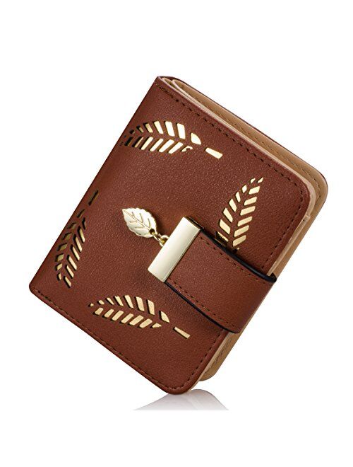 Women's Short Leather Card Holder Purse Zipper Buckle Elegant Clutch Wallet