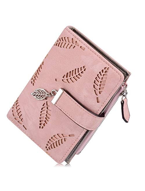 Women's Short Leather Card Holder Purse Zipper Buckle Elegant Clutch Wallet